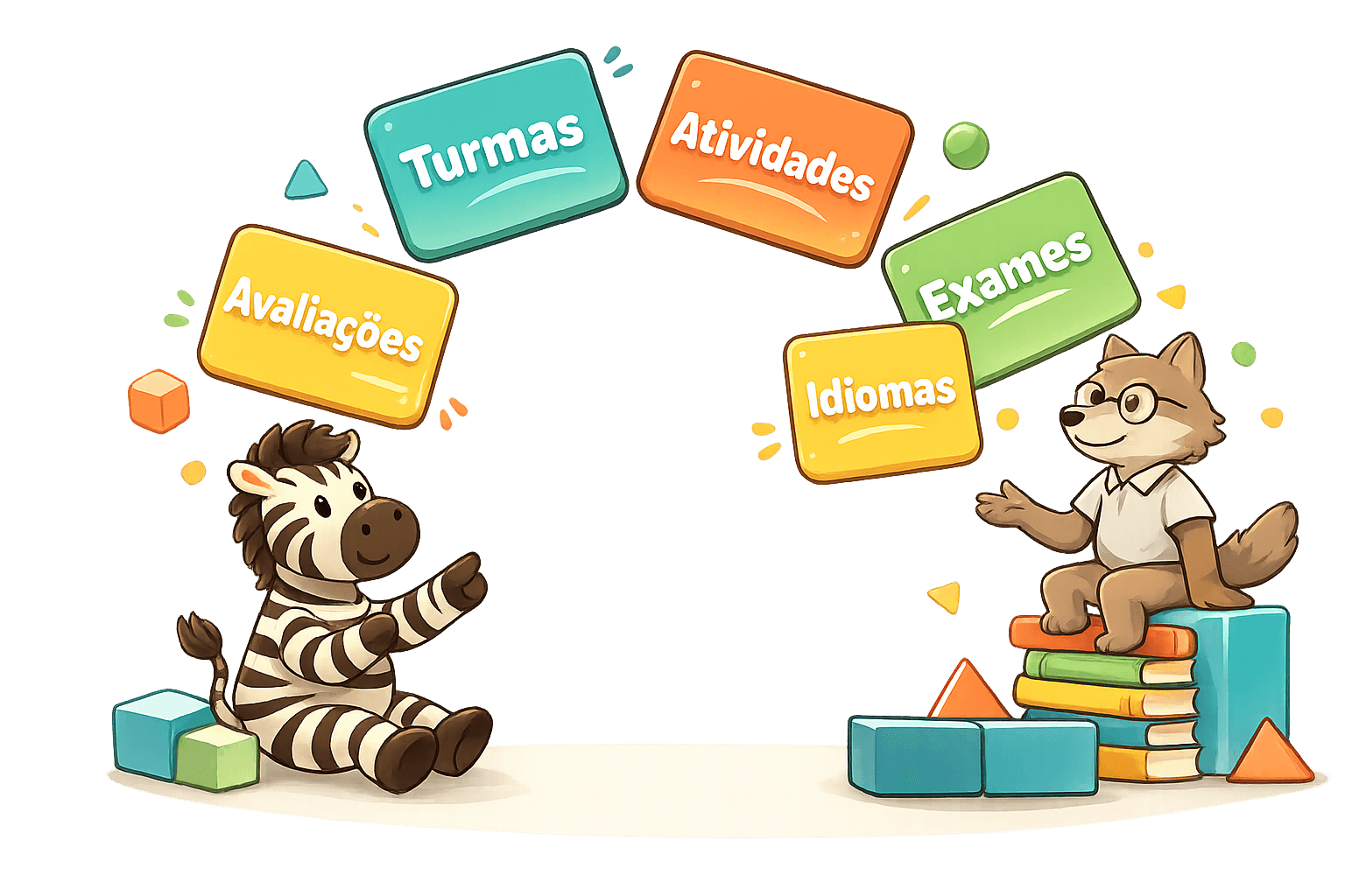 Lobo e zebra estudando